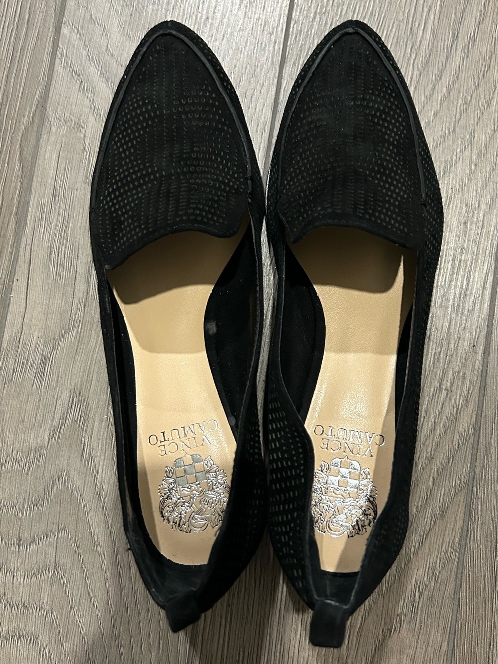 Black suede flats